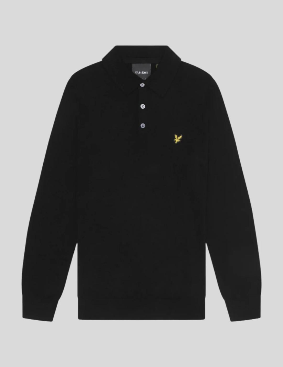 LYLE&SCOTT POLO M/L NEGRA MERINO