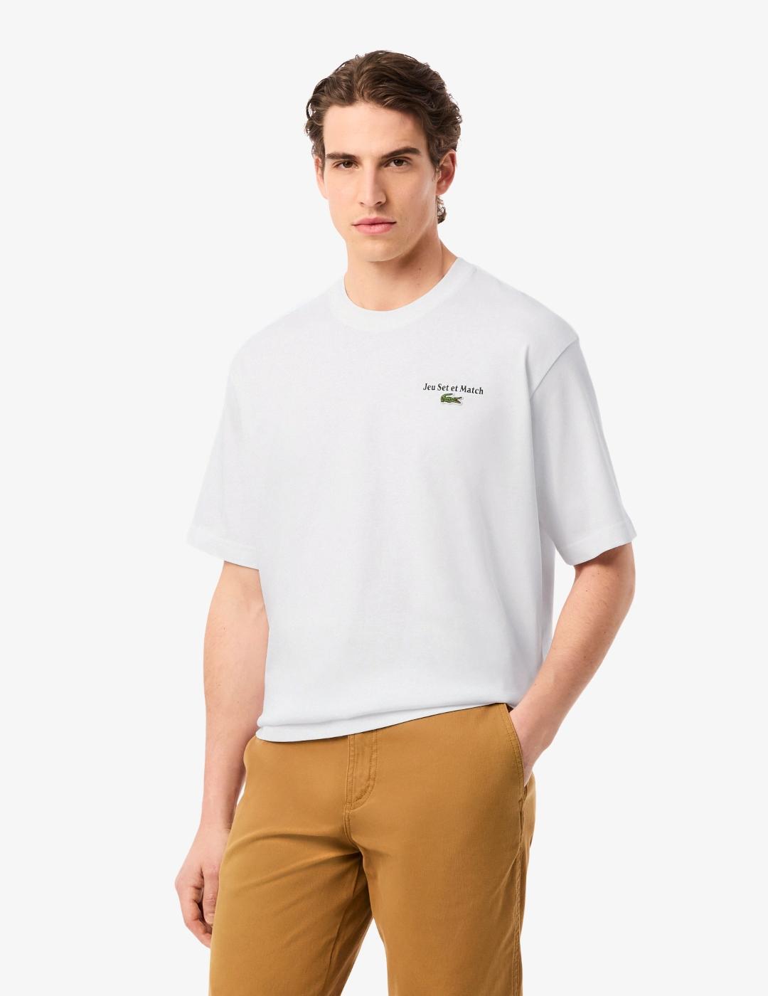 LACOSTE CAMISETA BLANCA OVERSIZE PUNTO