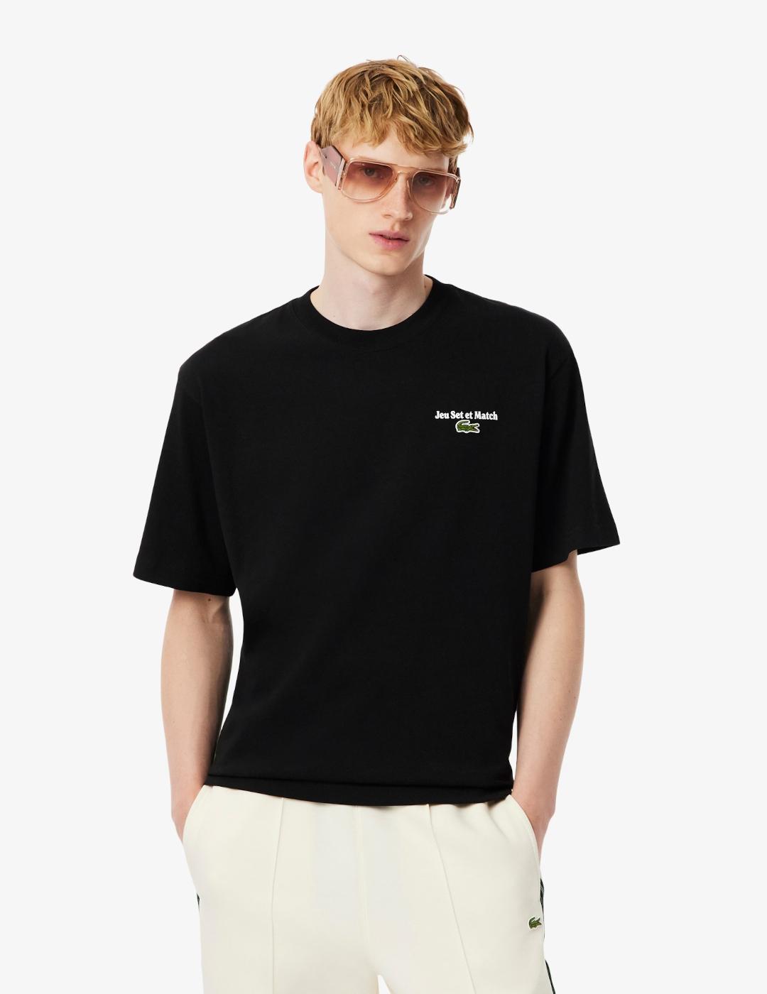 LACOSTE CAMISETA NEGRA OVERSIZE PUNTO