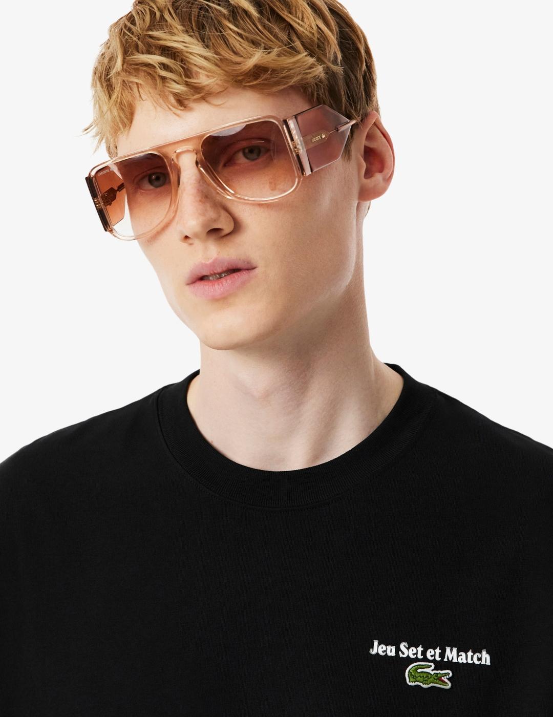 LACOSTE CAMISETA NEGRA OVERSIZE PUNTO