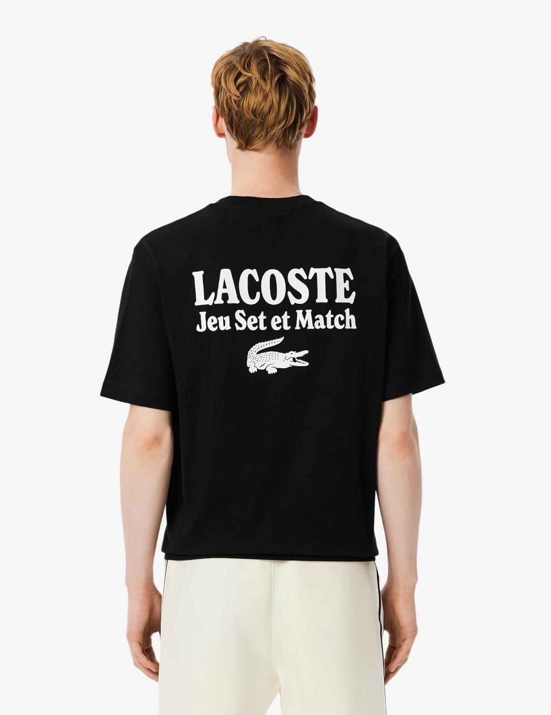 LACOSTE CAMISETA NEGRA OVERSIZE PUNTO