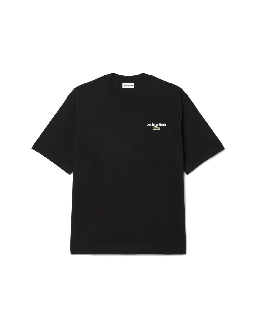 LACOSTE CAMISETA NEGRA OVERSIZE PUNTO