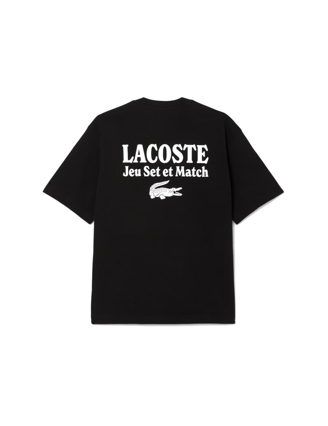 LACOSTE CAMISETA NEGRA OVERSIZE PUNTO