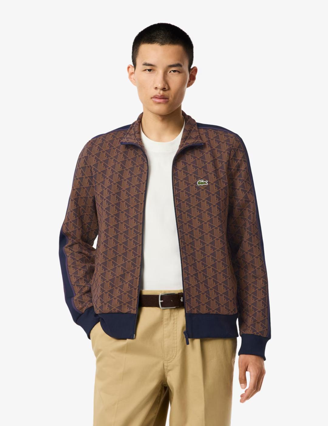 LACOSTE SUDADERA CREMALLERA ESTAMPADA MARRÓN