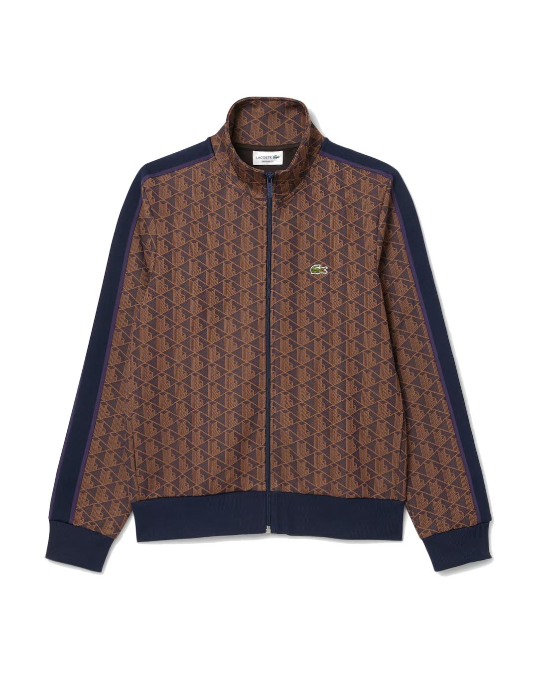 LACOSTE SUDADERA CREMALLERA ESTAMPADA MARRÓN