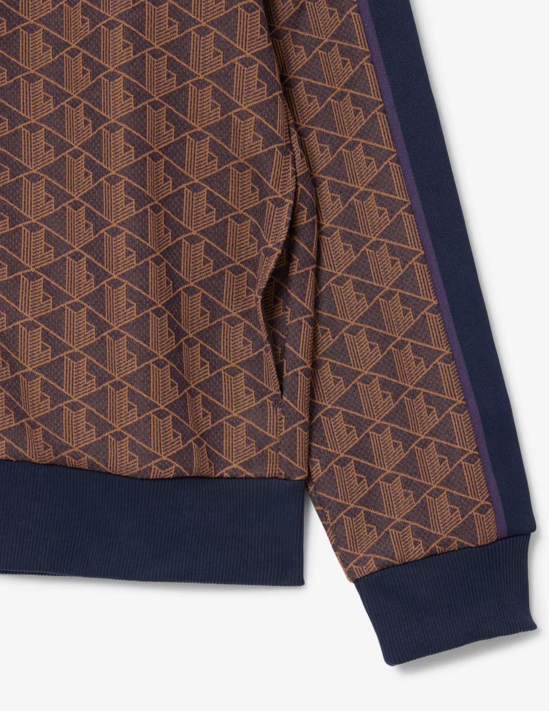 LACOSTE SUDADERA CREMALLERA ESTAMPADA MARRÓN