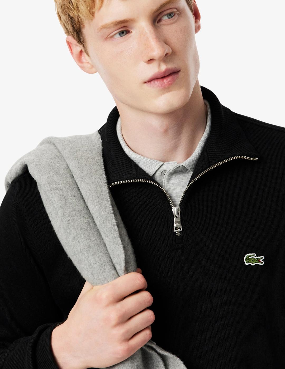 LACOSTE SUDADERA ZIP PUNTO NEGRO