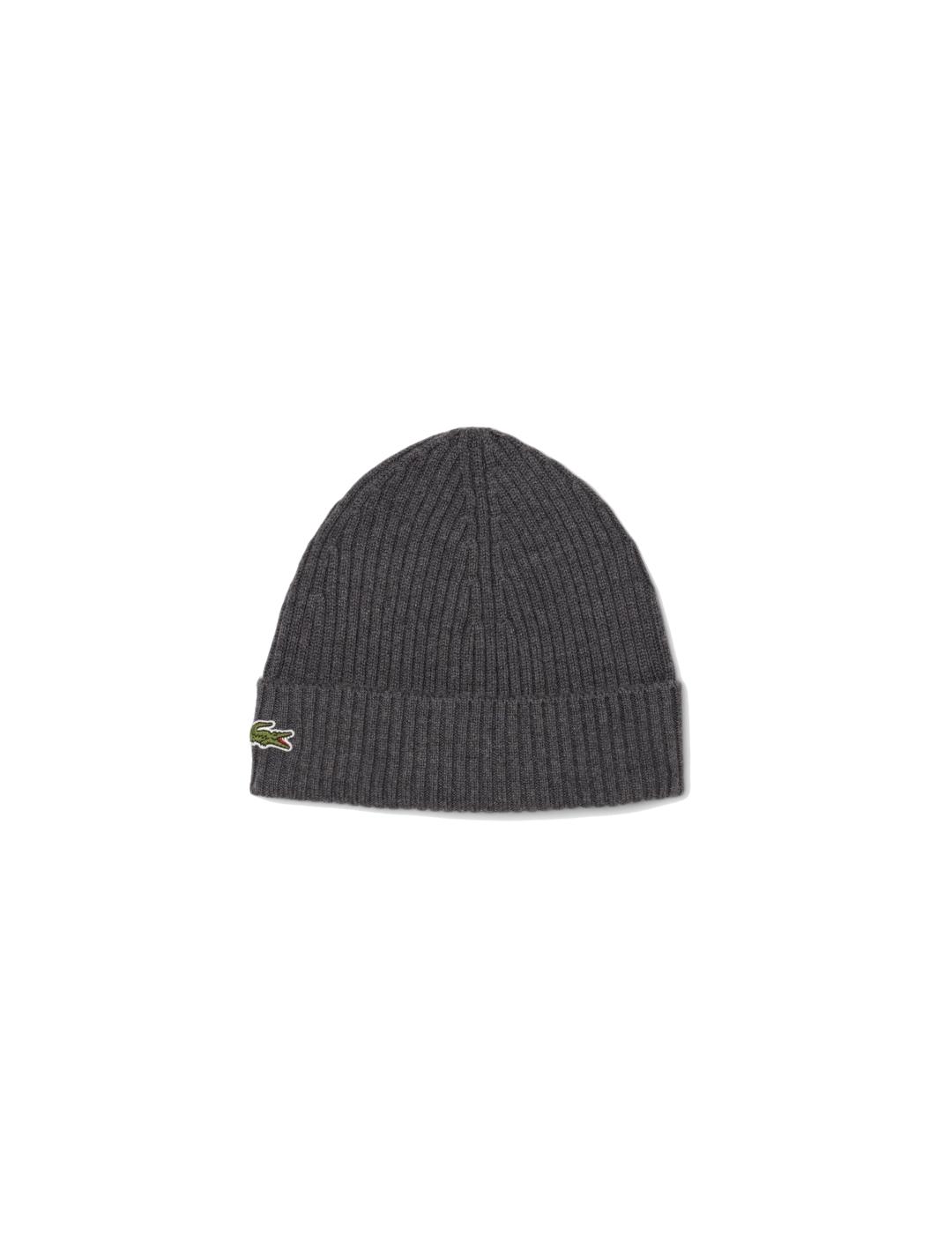 LACOSTE GORRO LANA GRIS OSCURO