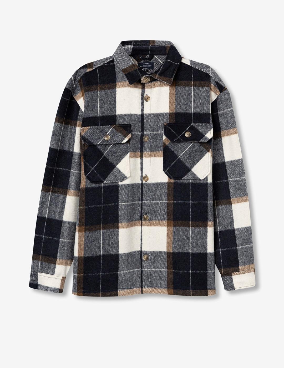 TIFFOSI CAMISA CUADROS CASH NEGRO GRIS