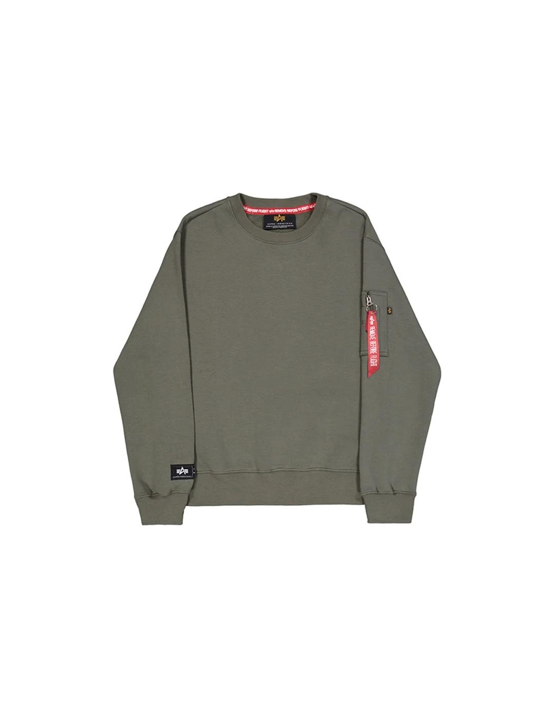 ALPHA SUDADERA DARK OLIVE LABEL BACK PRINT