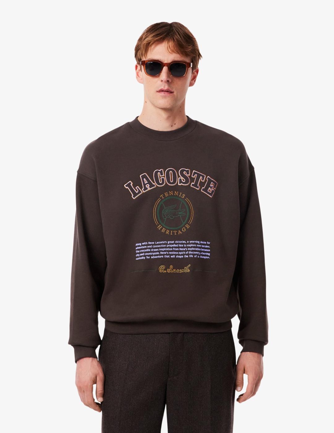 LACOSTE SUDADERA MARRON HERITAGE