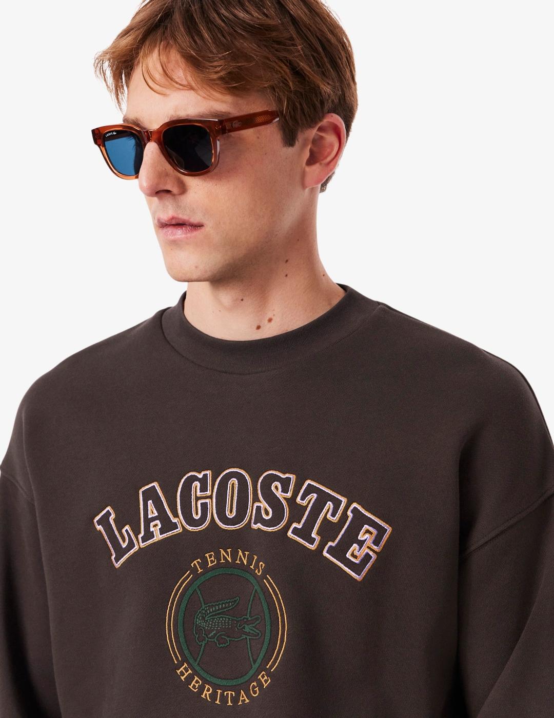 LACOSTE SUDADERA MARRON HERITAGE