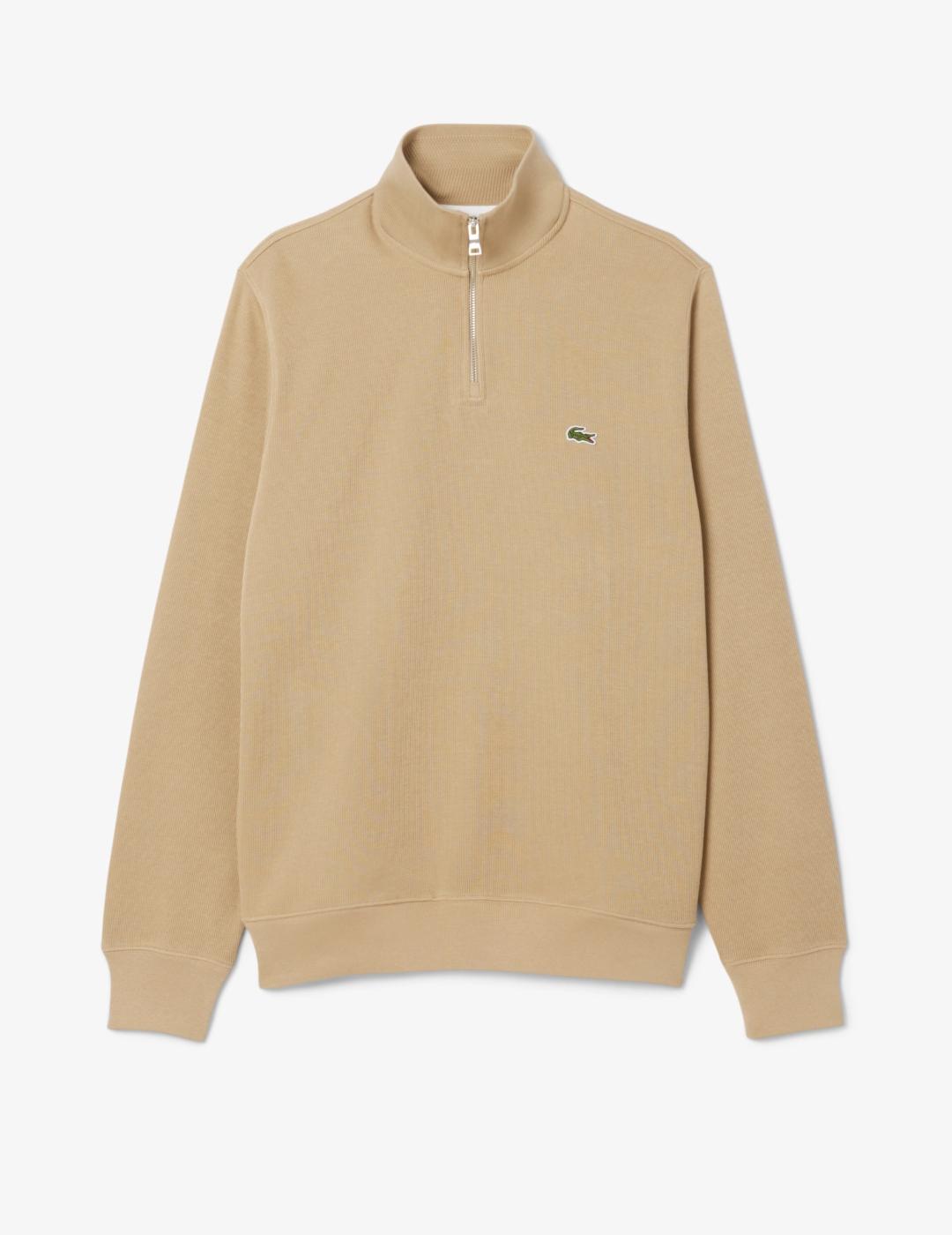 LACOSTE SUDADERA ZIP PUNTO BEIGE