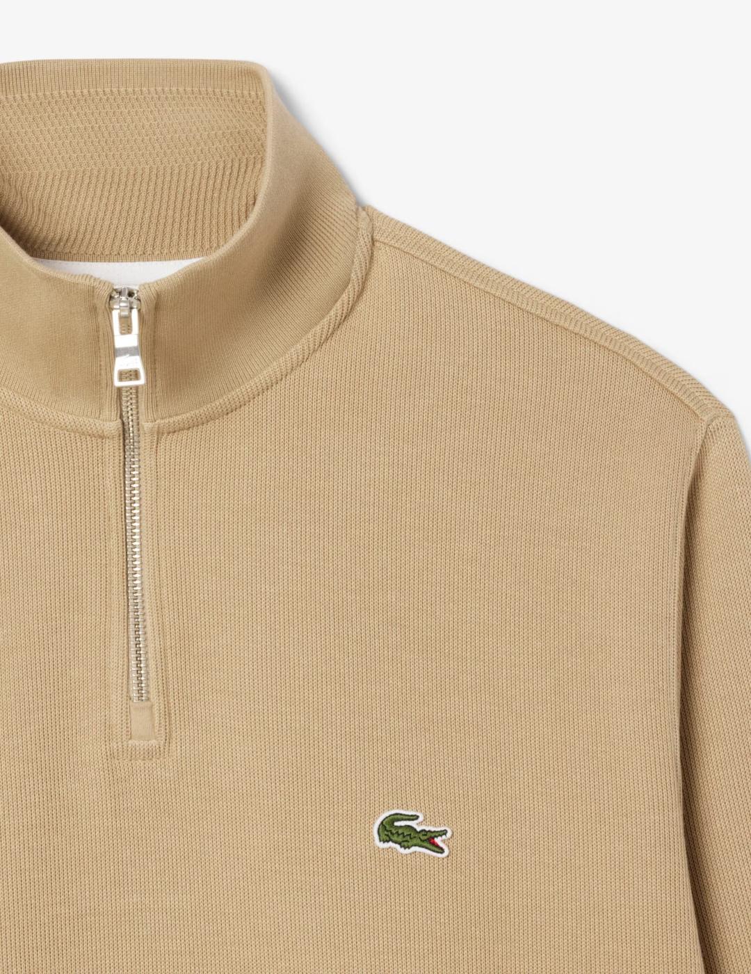 LACOSTE SUDADERA ZIP PUNTO BEIGE