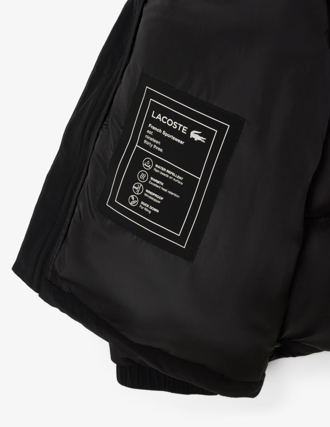 LACOSTE CAZADORA NEGRA PLUMAS