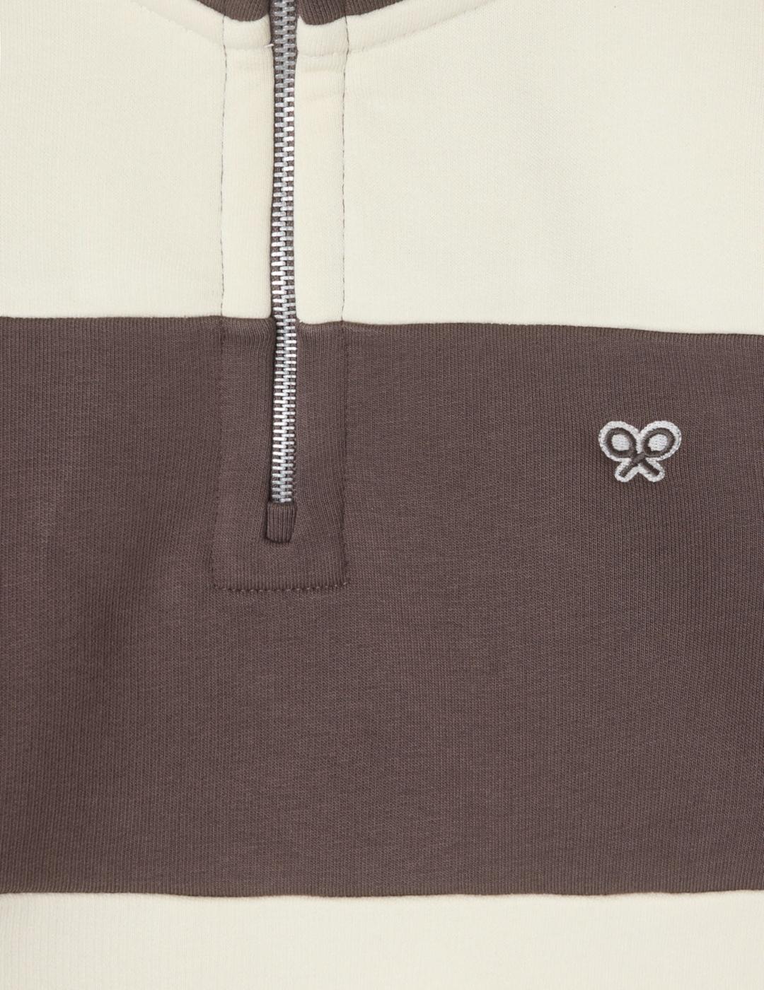 SILBON SUDADERA ZIP KAKI RAYAS