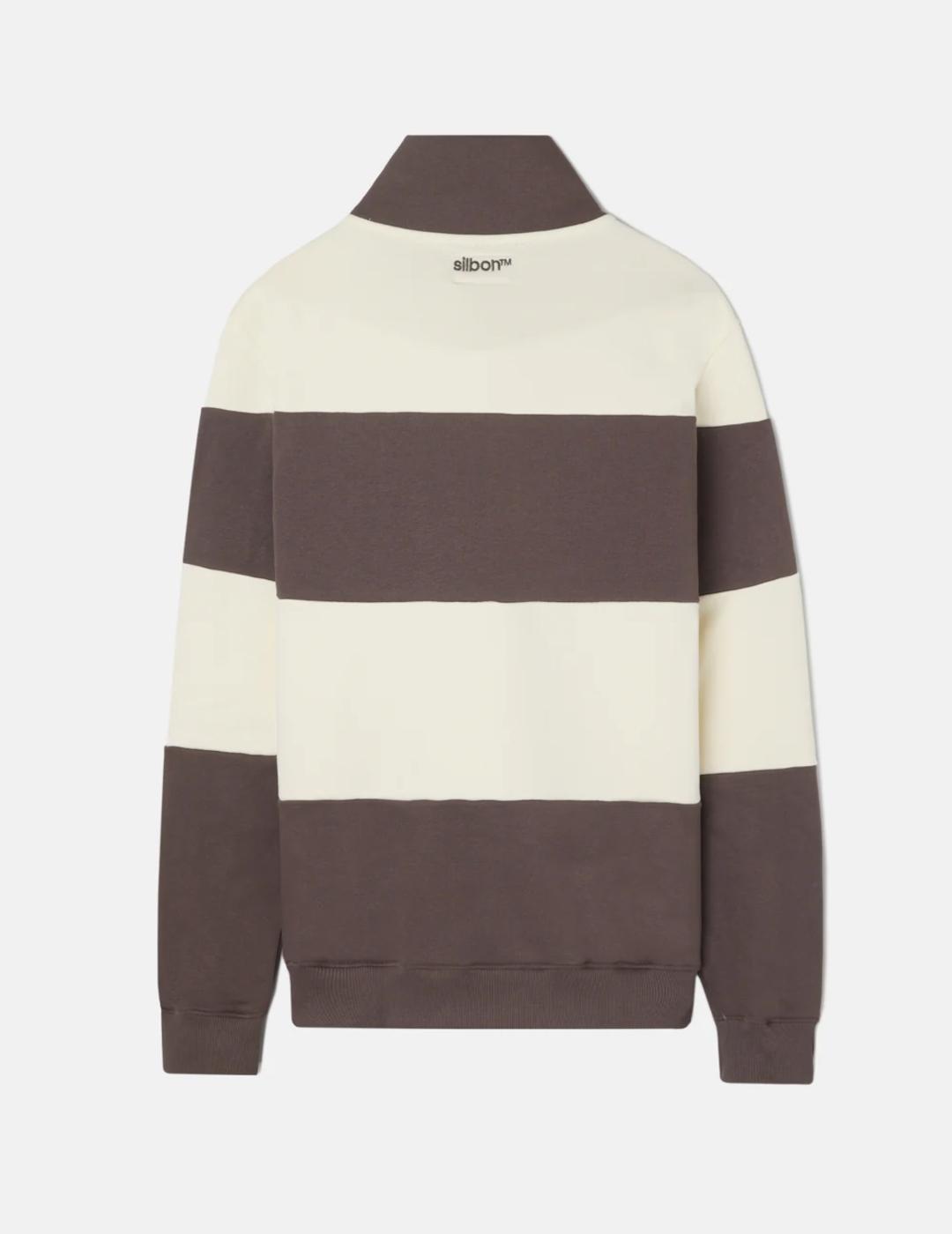 SILBON SUDADERA ZIP KAKI RAYAS