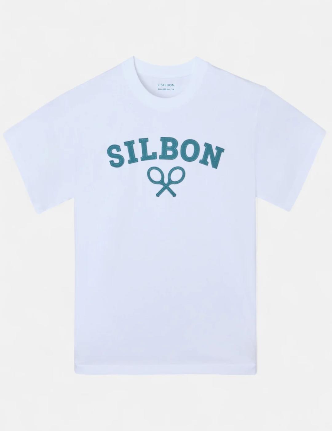 SILBON CAMISETA BLANCA VERDE RAQUETA