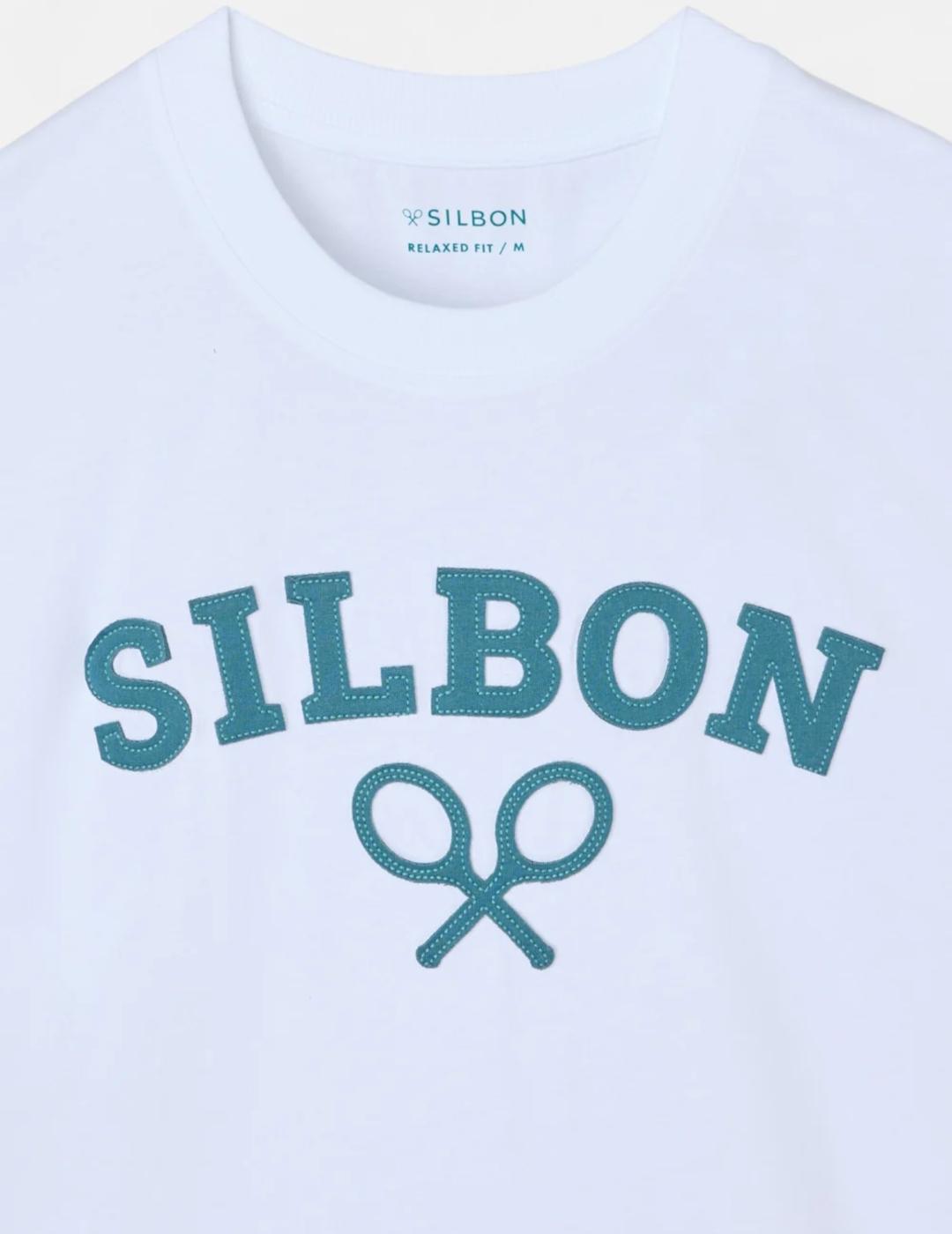 SILBON CAMISETA BLANCA VERDE RAQUETA