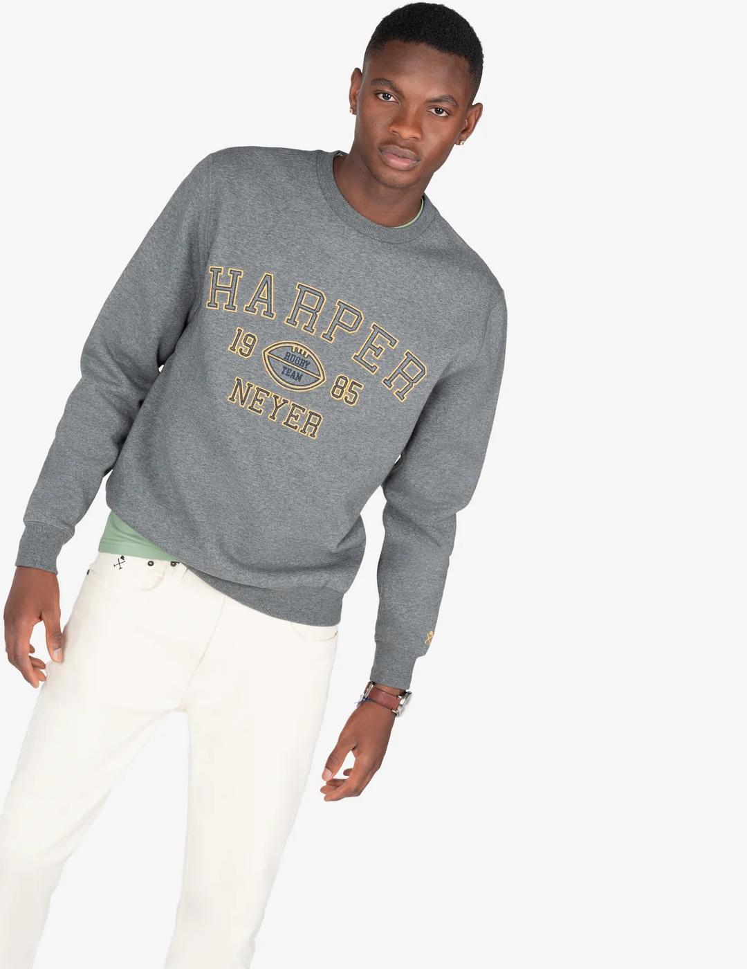 HARPER SUDADERA GRIS RUGBY