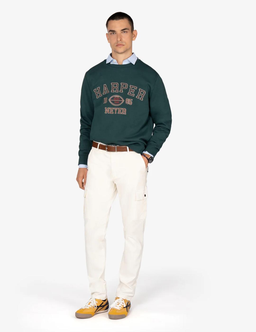 HARPER SUDADERA VERDE BOTELLA RUGBY