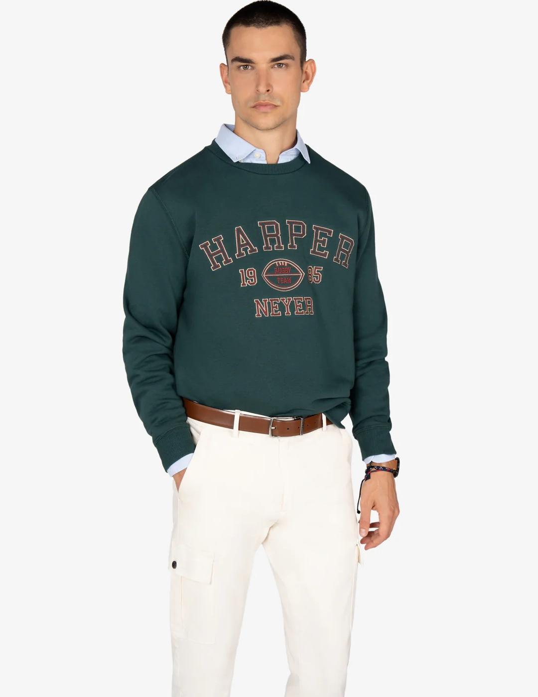 HARPER SUDADERA VERDE BOTELLA RUGBY