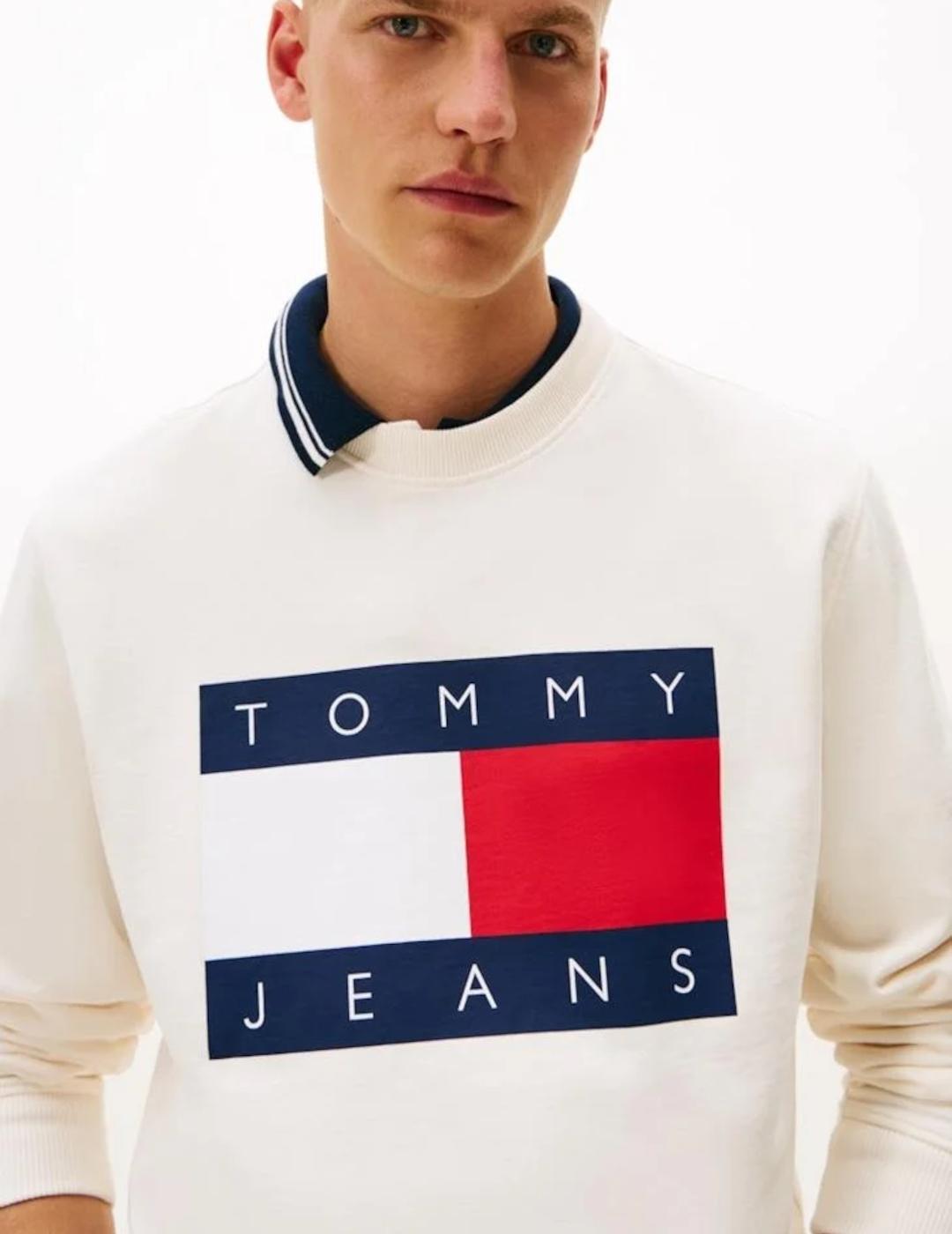 TOMMY SUDADERA BEIGE LOGO GRANDE