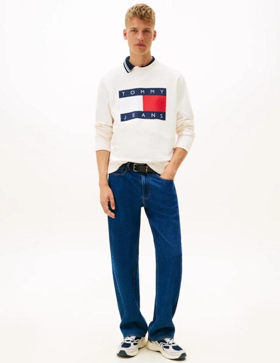 TOMMY SUDADERA BEIGE LOGO GRANDE