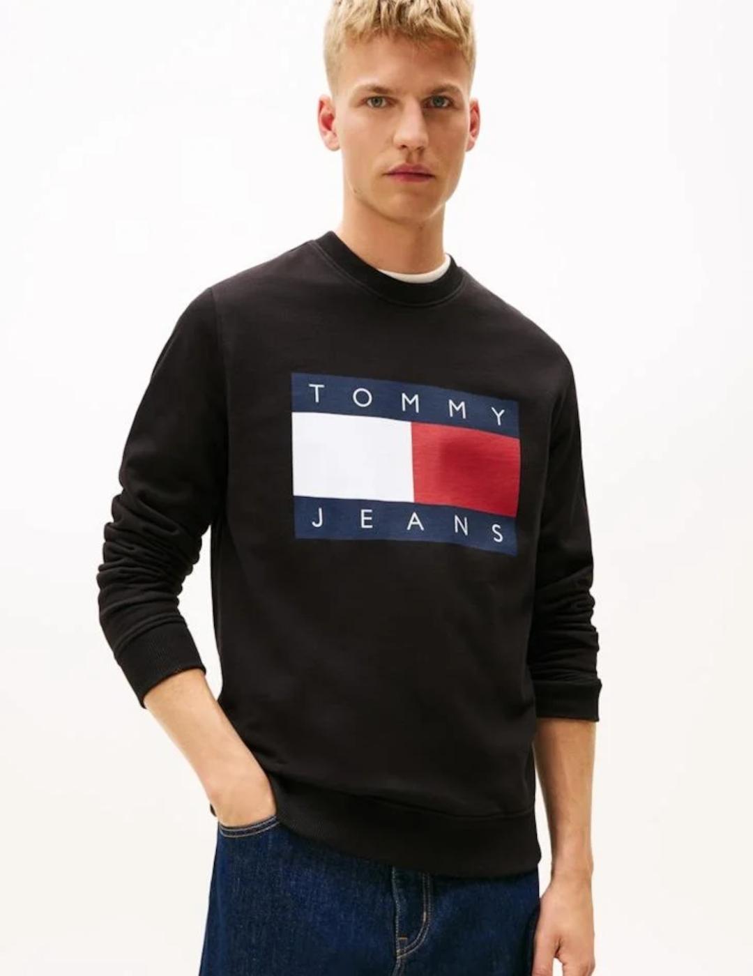 TOMMY SUDADERA NEGRA LOGO GRANDE