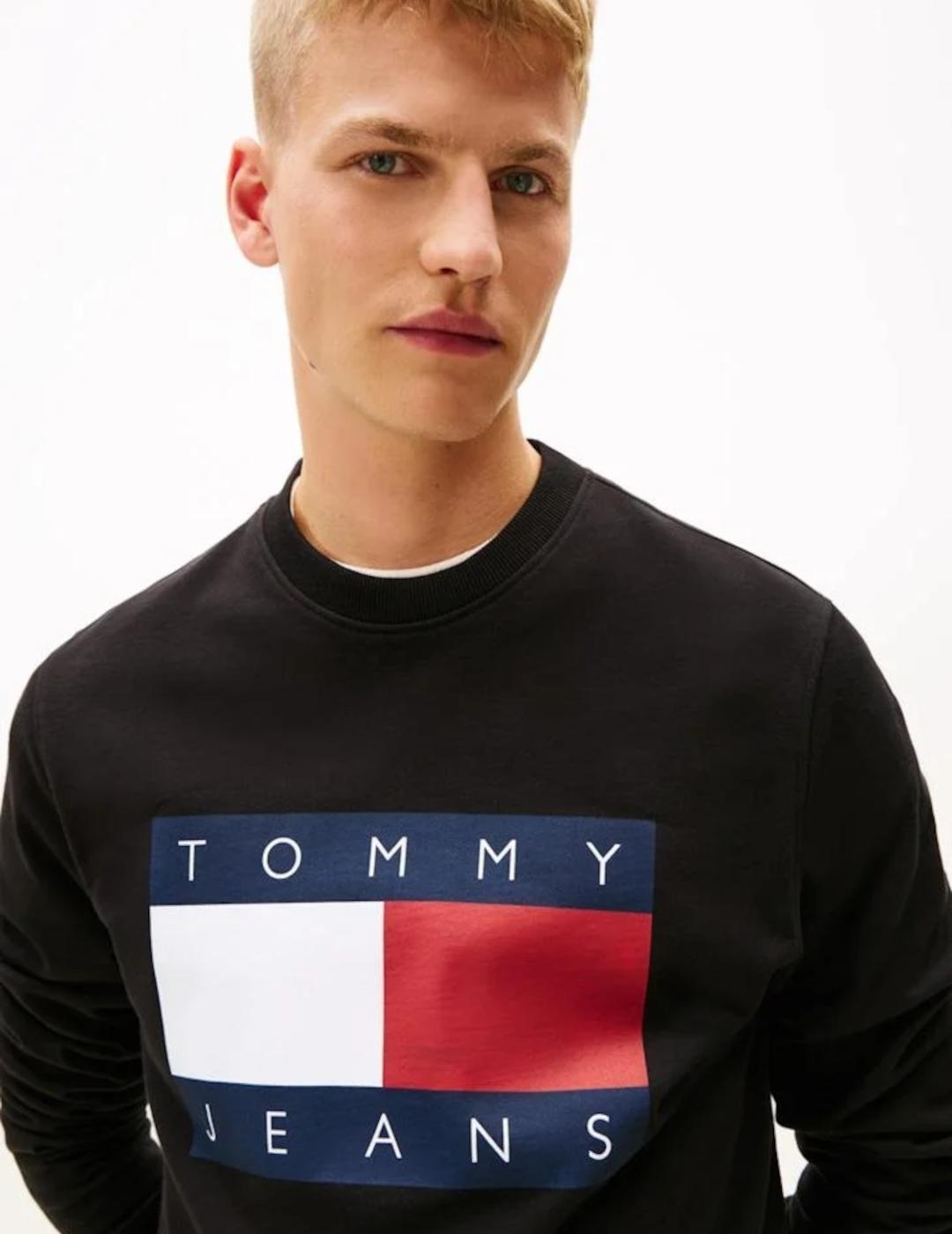 TOMMY SUDADERA NEGRA LOGO GRANDE