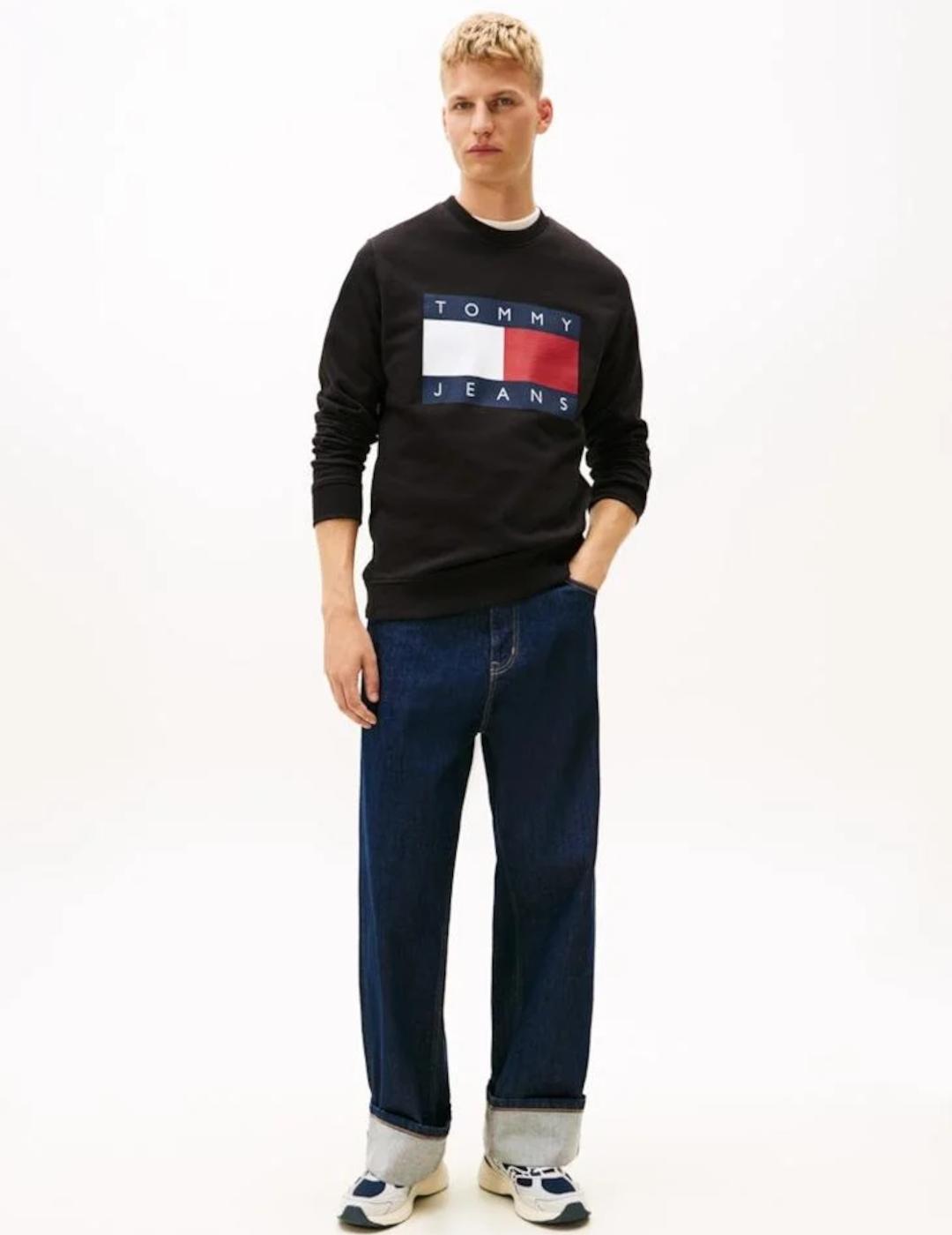 TOMMY SUDADERA NEGRA LOGO GRANDE