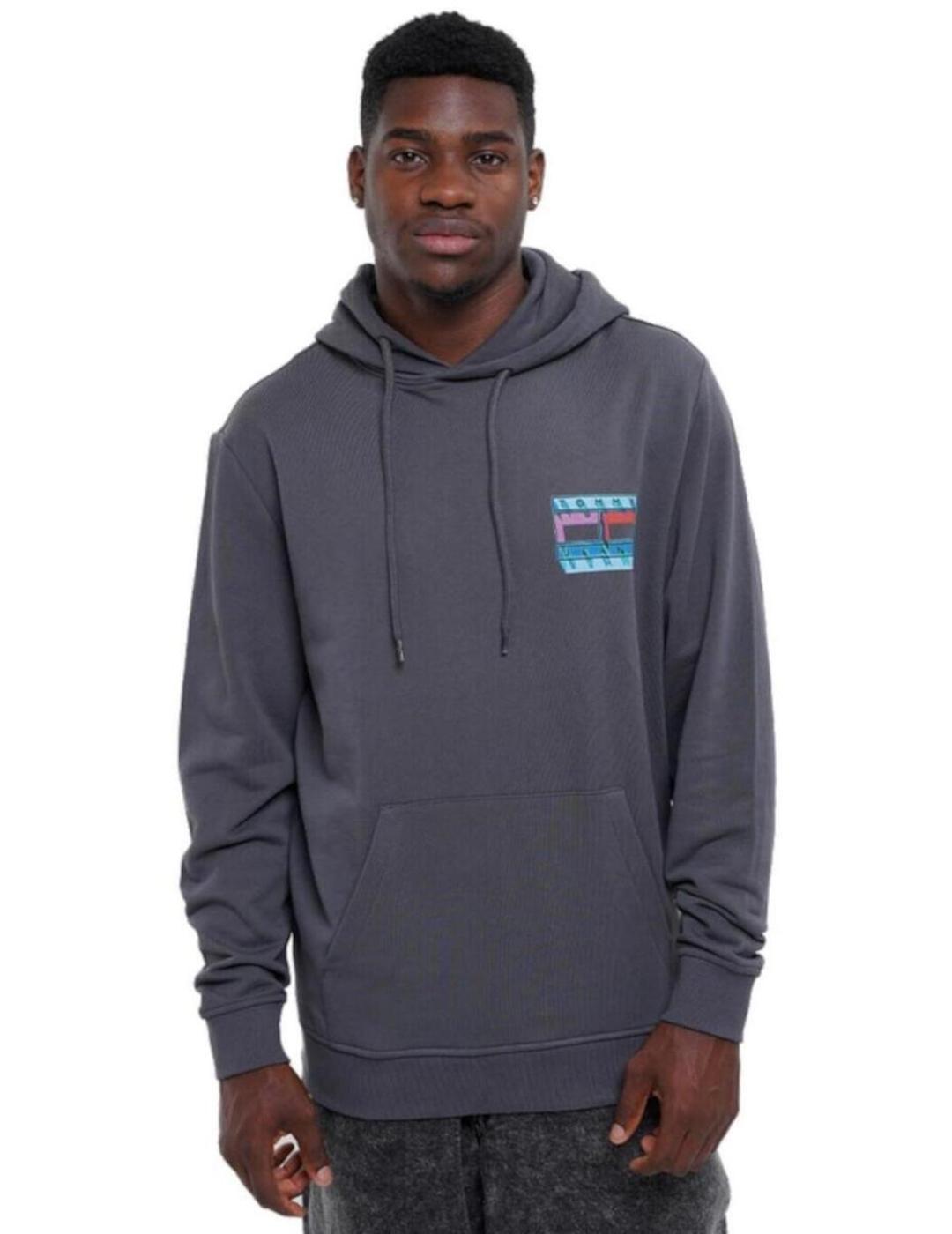 TOMMY HOODIE NEGRO LAVADO