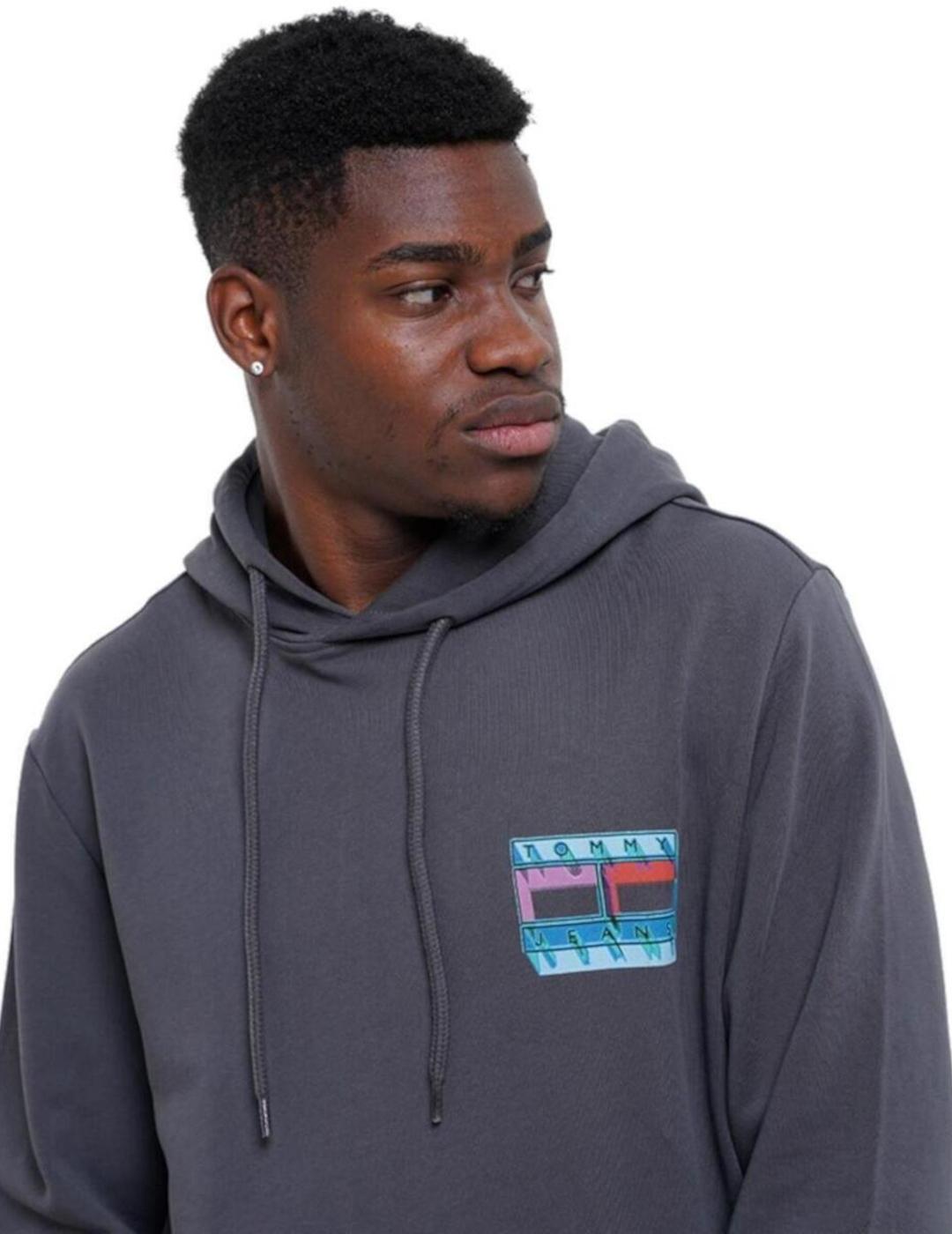 TOMMY HOODIE NEGRO LAVADO