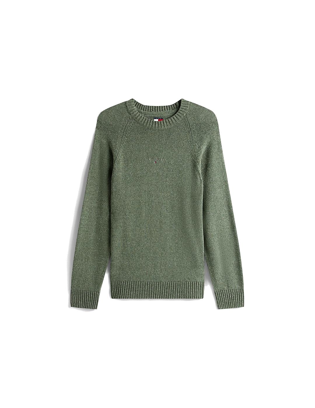 TOMMY JERSEY PEWTER GREEN SLIM LINEAR