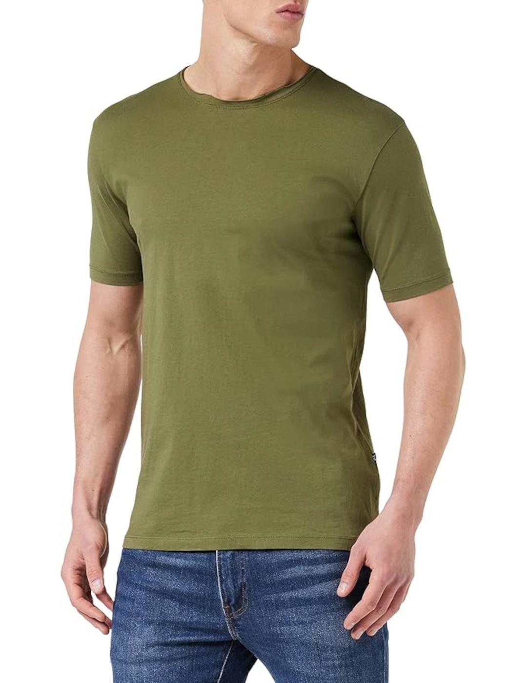 GIANNI CAMISETA VERDE BASICA CUELLO ANCHO