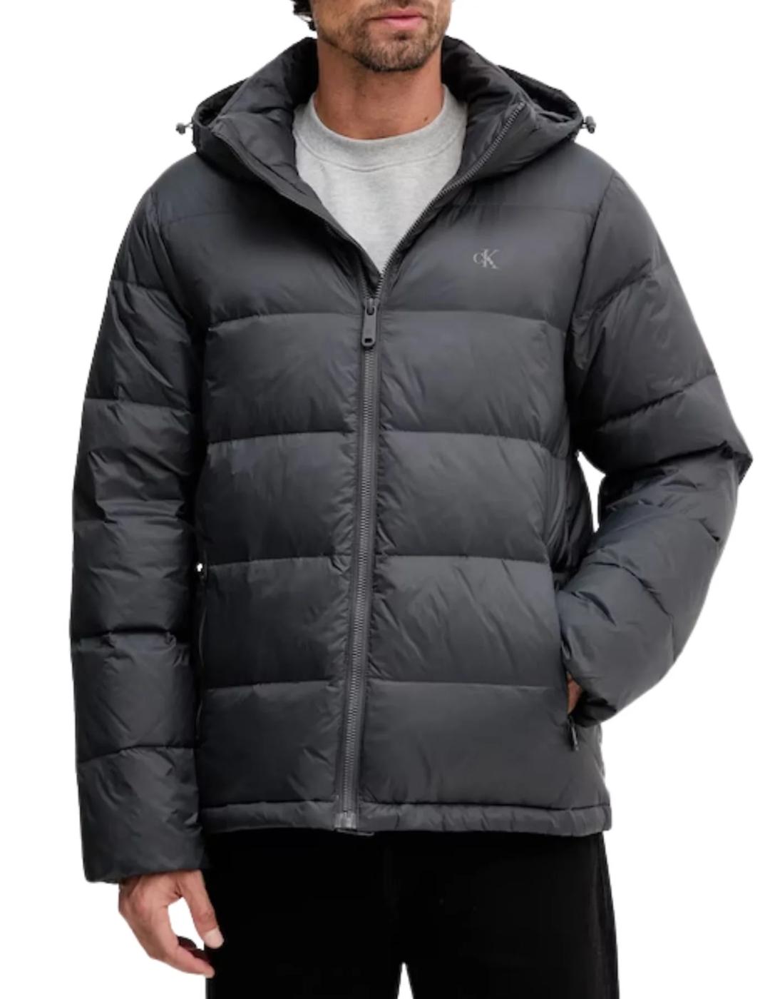 CALVIN CAZADORA GRIS PLUMAS NYLON ZIP