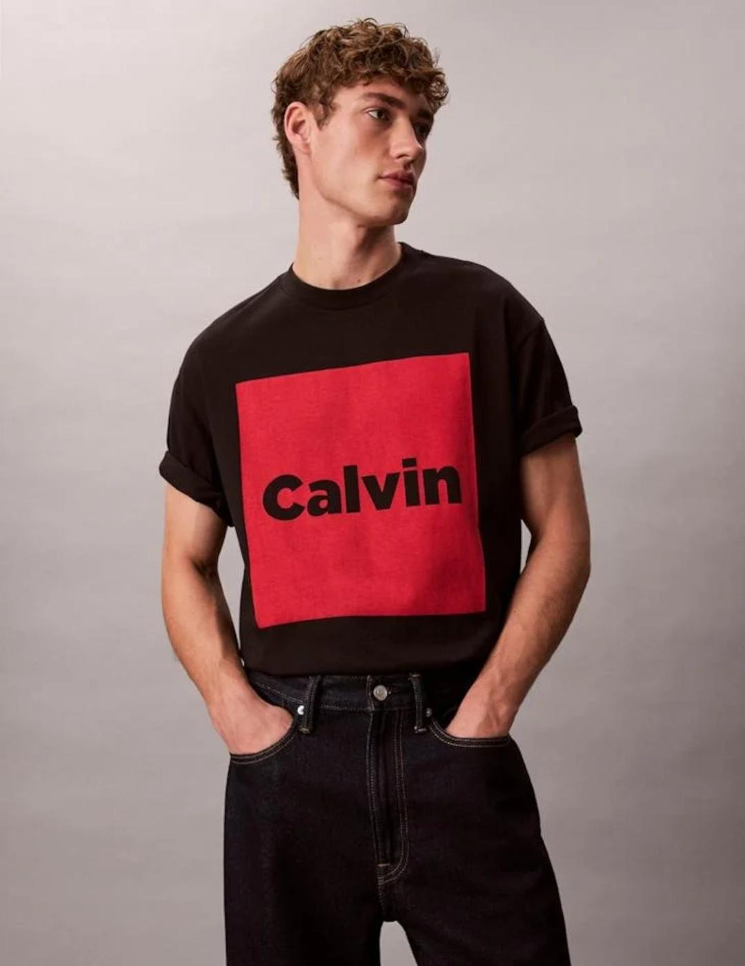 CALVIN KLEIN CAMISETA NEGRO ROJO