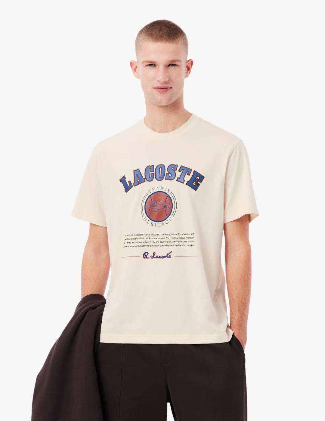LACOSTE CAMISETA BEIGE TENNIS HERITAGE