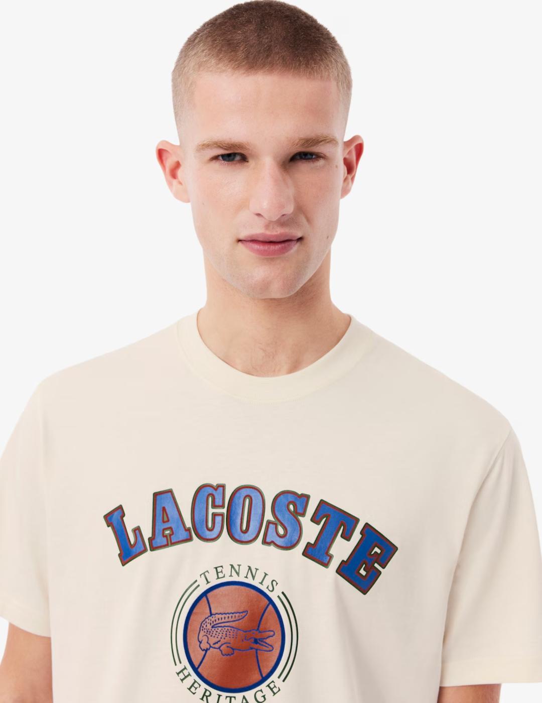 LACOSTE CAMISETA BEIGE TENNIS HERITAGE