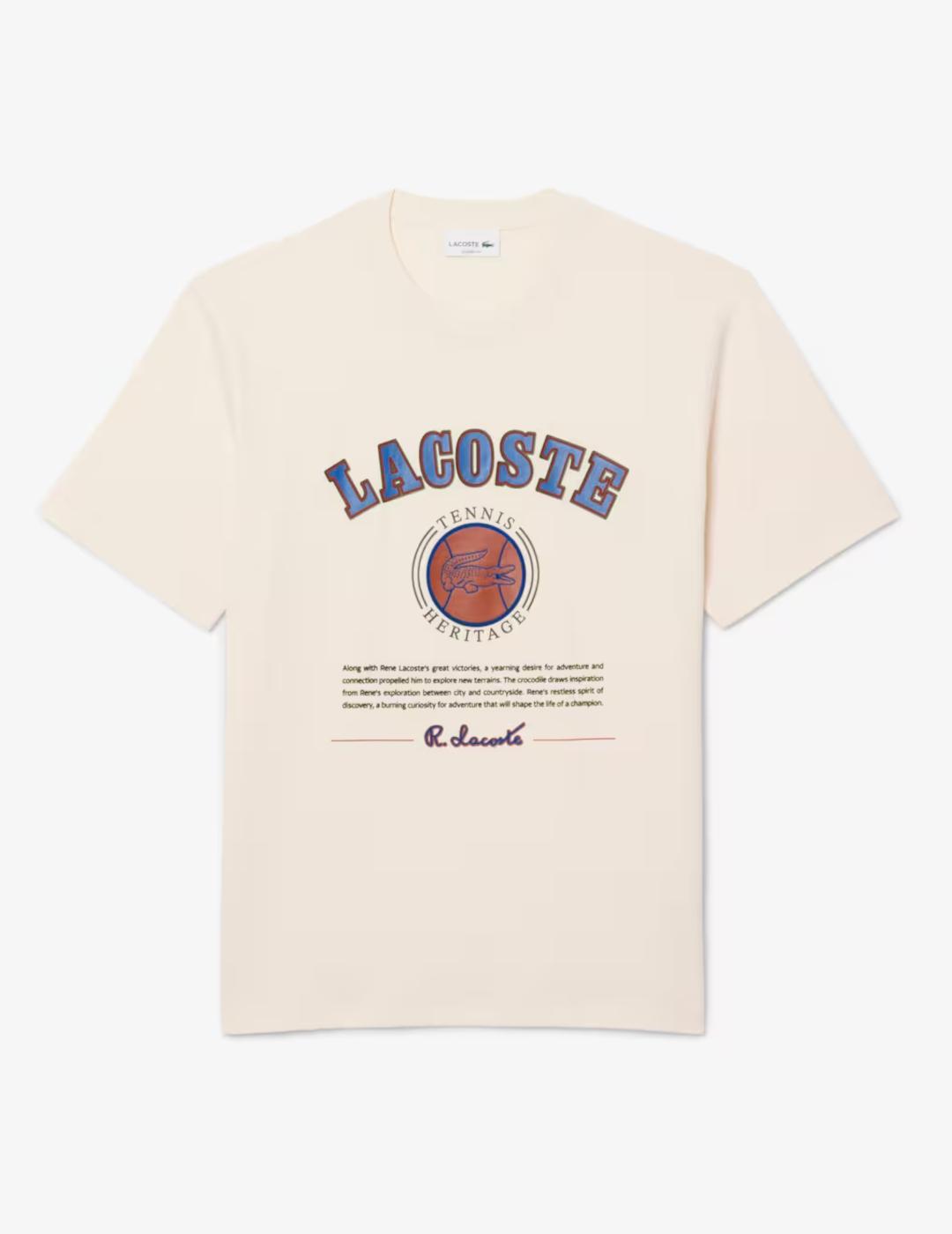 LACOSTE CAMISETA BEIGE TENNIS HERITAGE