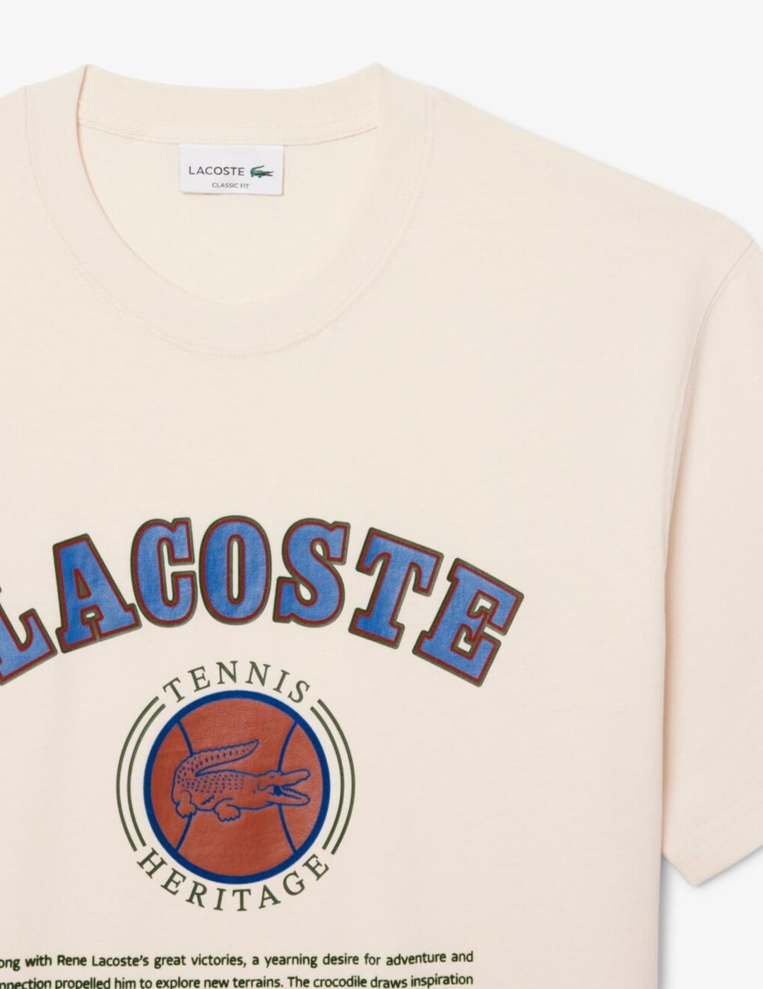LACOSTE CAMISETA BEIGE TENNIS HERITAGE