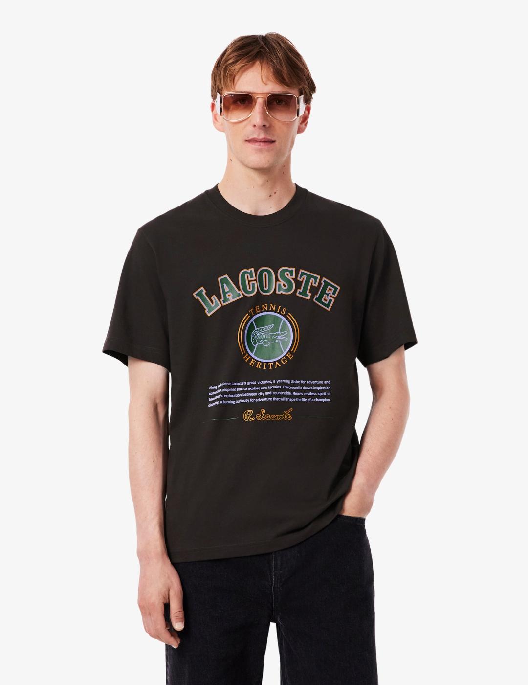 LACOSTE CAMISETA MARRÓN TENNIS HERITAGE