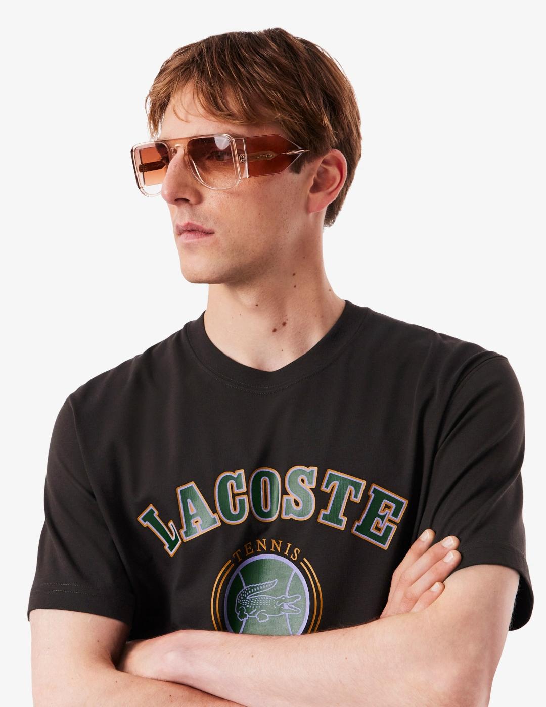 LACOSTE CAMISETA MARRÓN TENNIS HERITAGE