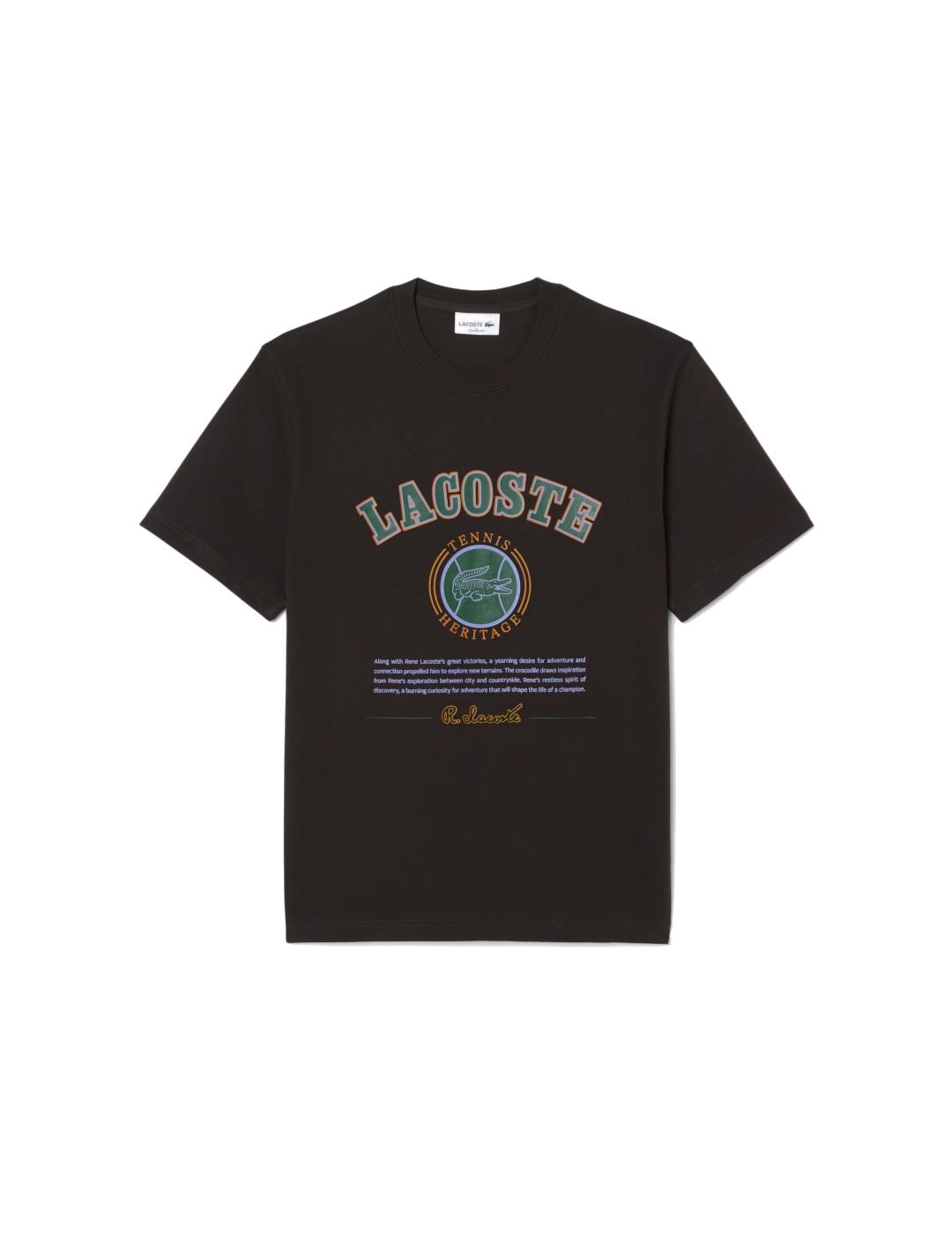 LACOSTE CAMISETA MARRÓN TENNIS HERITAGE