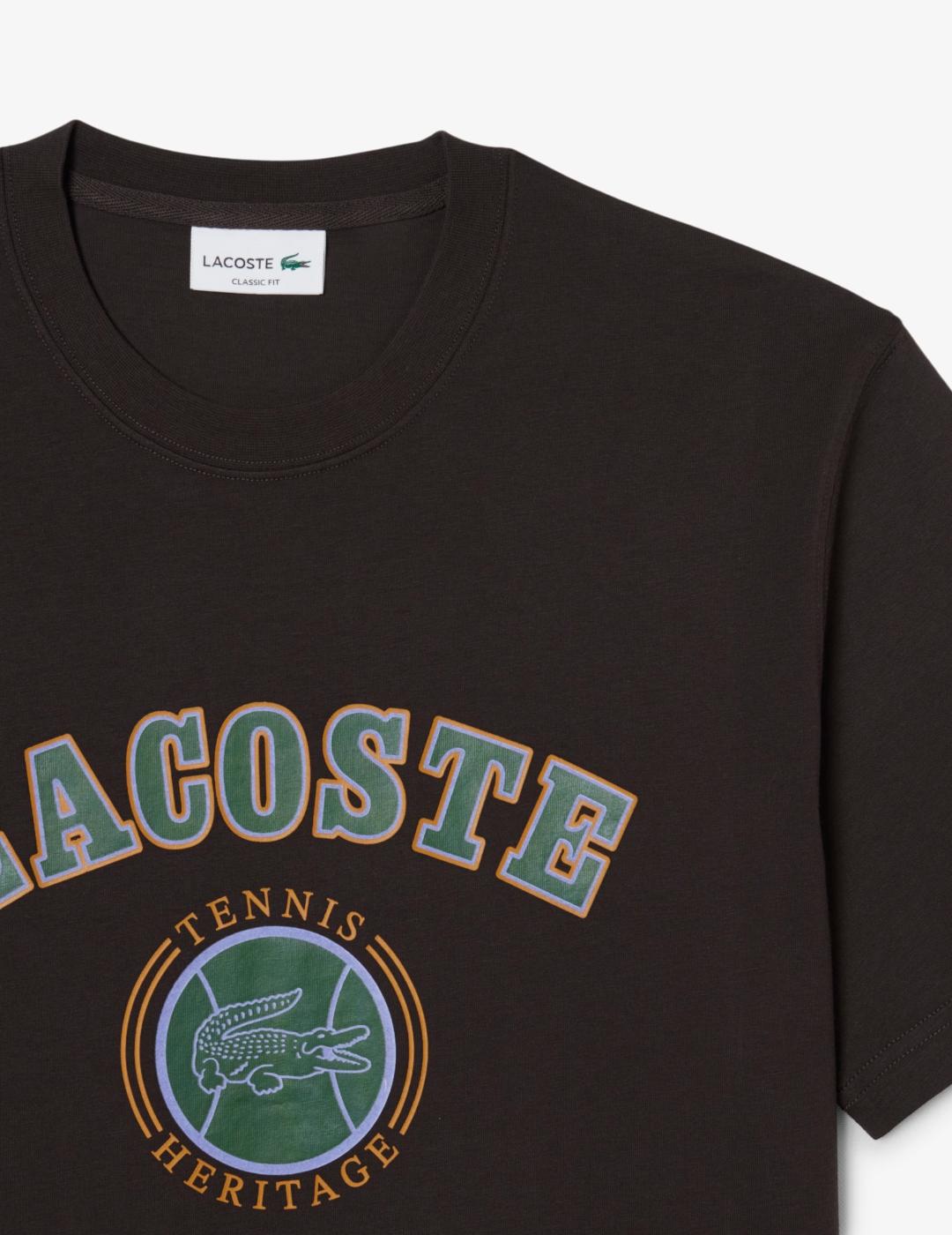 LACOSTE CAMISETA MARRÓN TENNIS HERITAGE