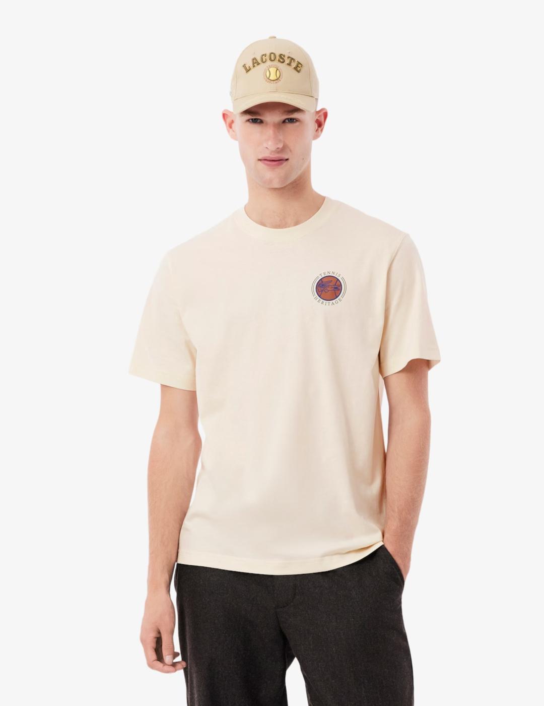 LACOSTE CAMISETA BEIGE LOGO TENNIS
