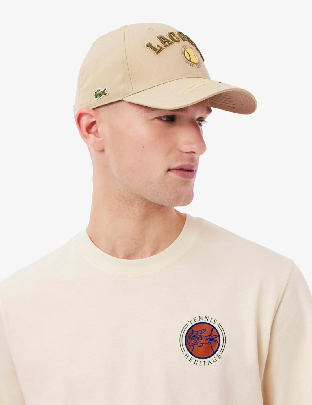 LACOSTE CAMISETA BEIGE LOGO TENNIS
