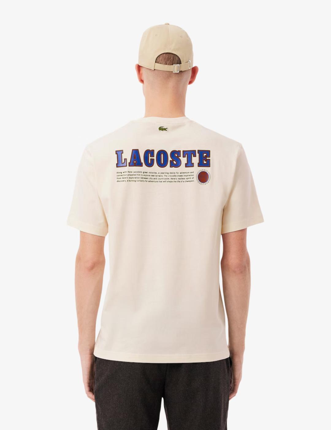 LACOSTE CAMISETA BEIGE LOGO TENNIS