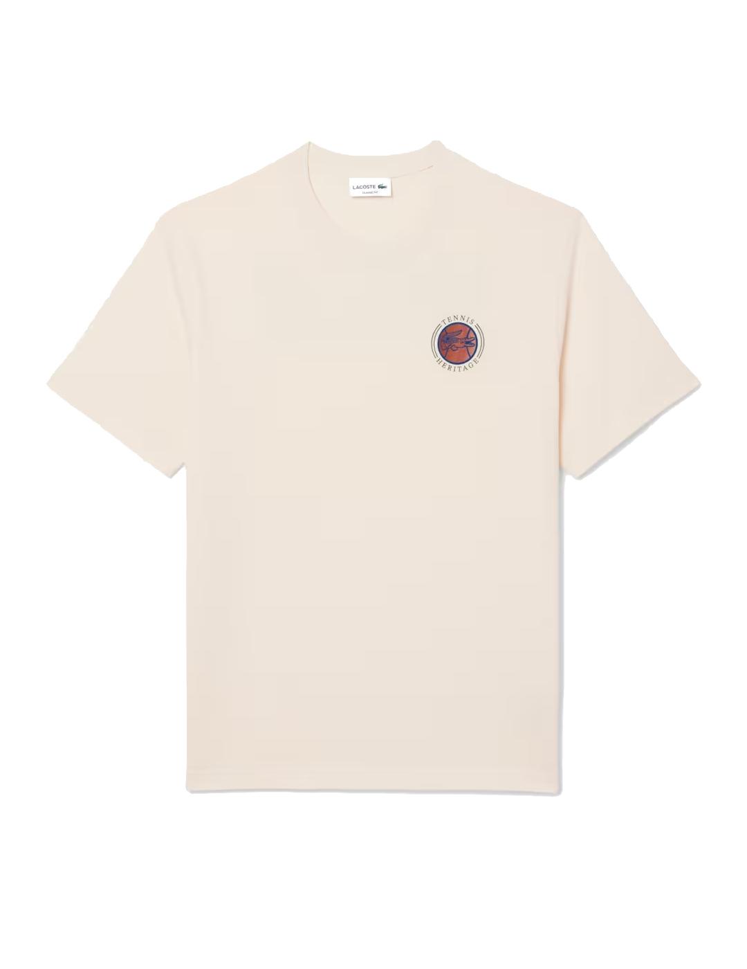 LACOSTE CAMISETA BEIGE LOGO TENNIS