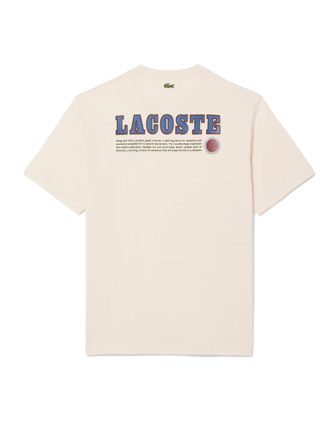 LACOSTE CAMISETA BEIGE LOGO TENNIS